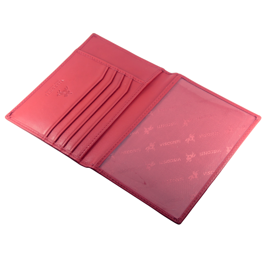 Red Passport Holder Card Slots - Premium Real Leather - Boxed Visconti