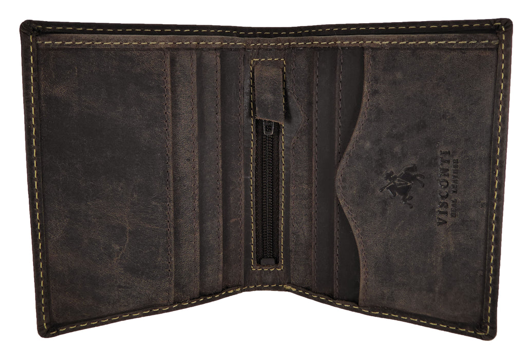Slim Wallet 6 Card slots  Visconti 705 Hunter Real Leather — Oil Brown