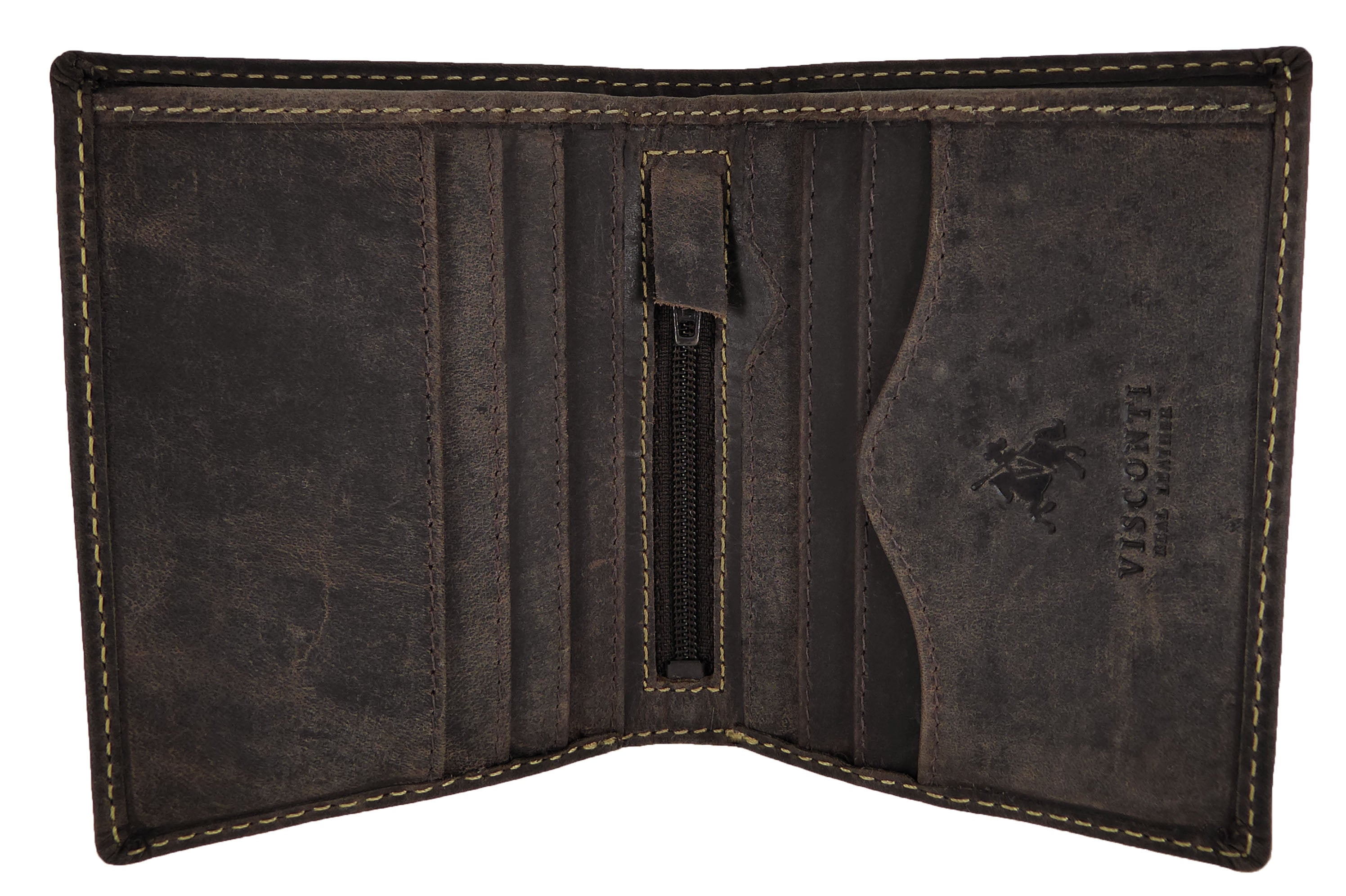 Slim Wallet 6 Card slots  Visconti 705 Hunter Real Leather — Oil Brown