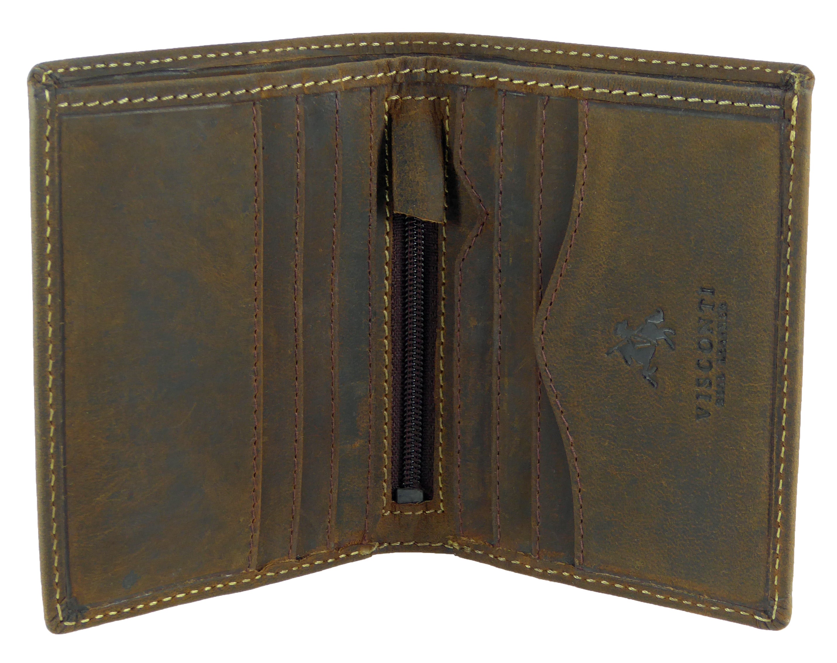 Slim Wallet 6 Card slots  Visconti 705 Hunter Real Leather — Oil Tan