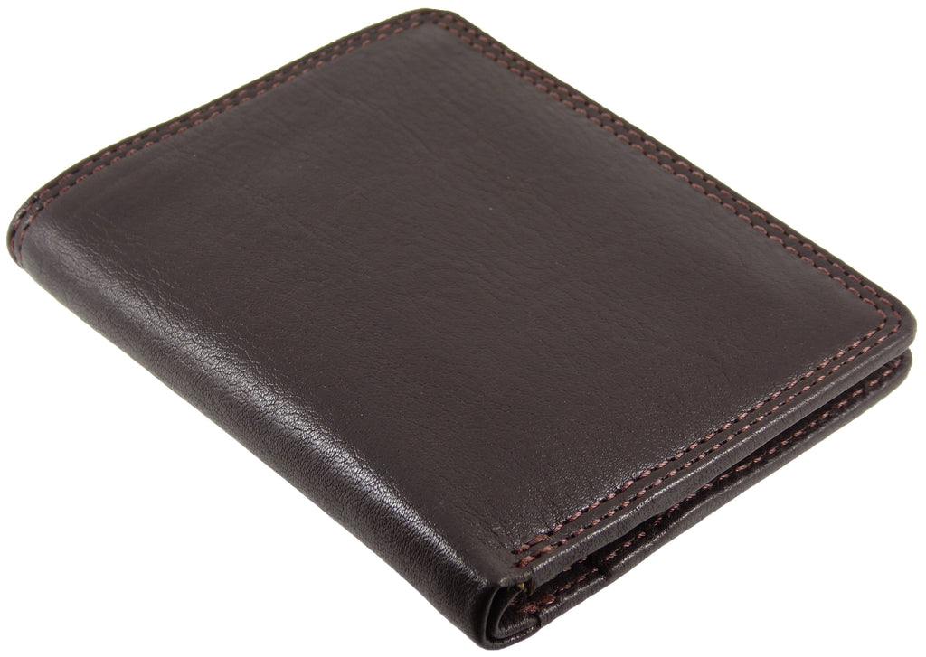 Brown Slim Card Note Wallet - 8 Card Slots - Real Leather Visconti