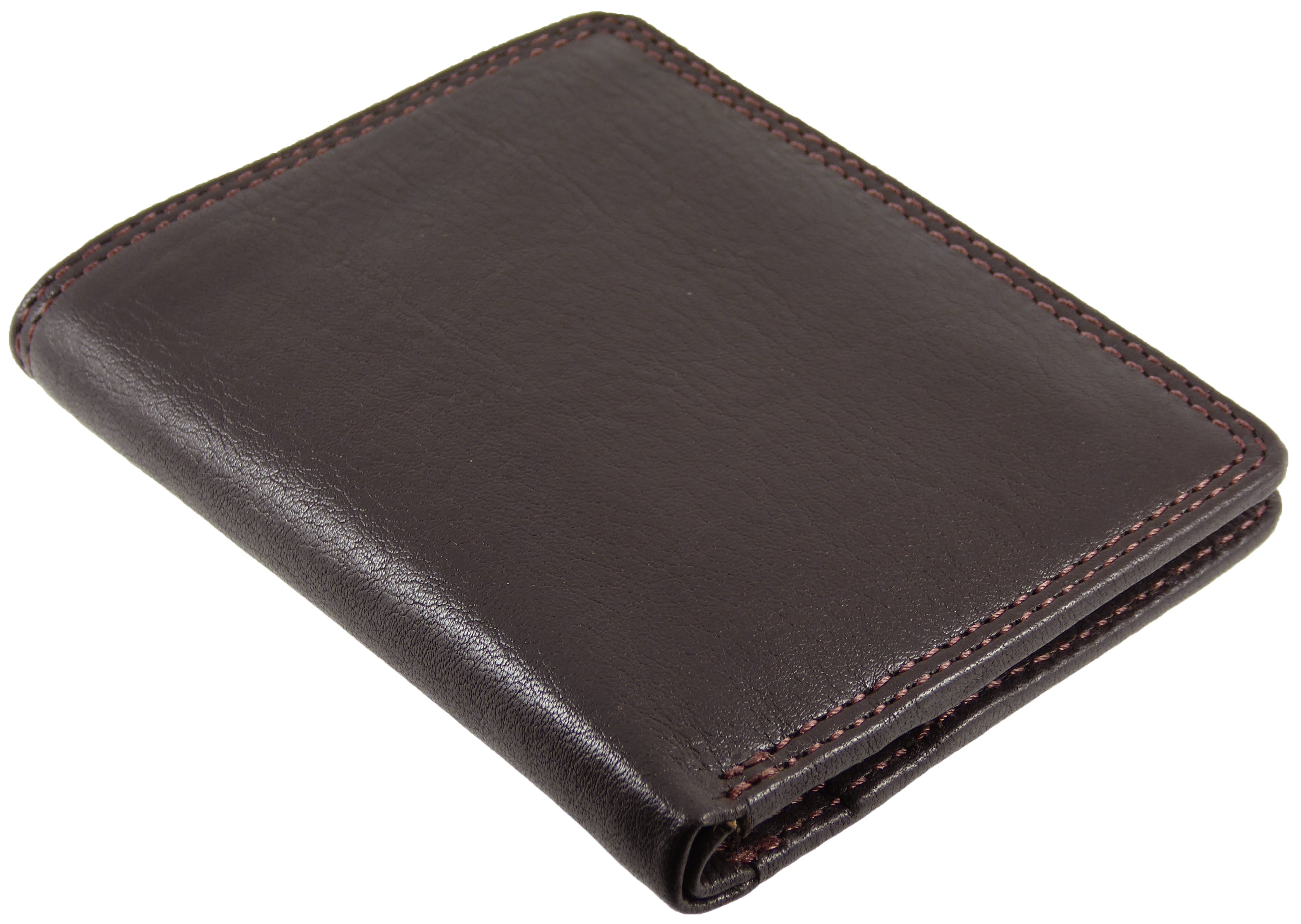 Brown Slim Card Note Wallet - 8 Card Slots - Real Leather Visconti