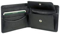 Mens Leather Bifold Coin Wallet 2 Notes 4 cards Visconti