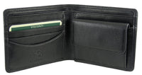Mens Leather Bifold Coin Wallet 2 Notes 4 cards Visconti