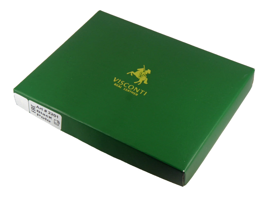 Passport Holder Card Slots - Premium Real Leather - Boxed Visconti — angle view