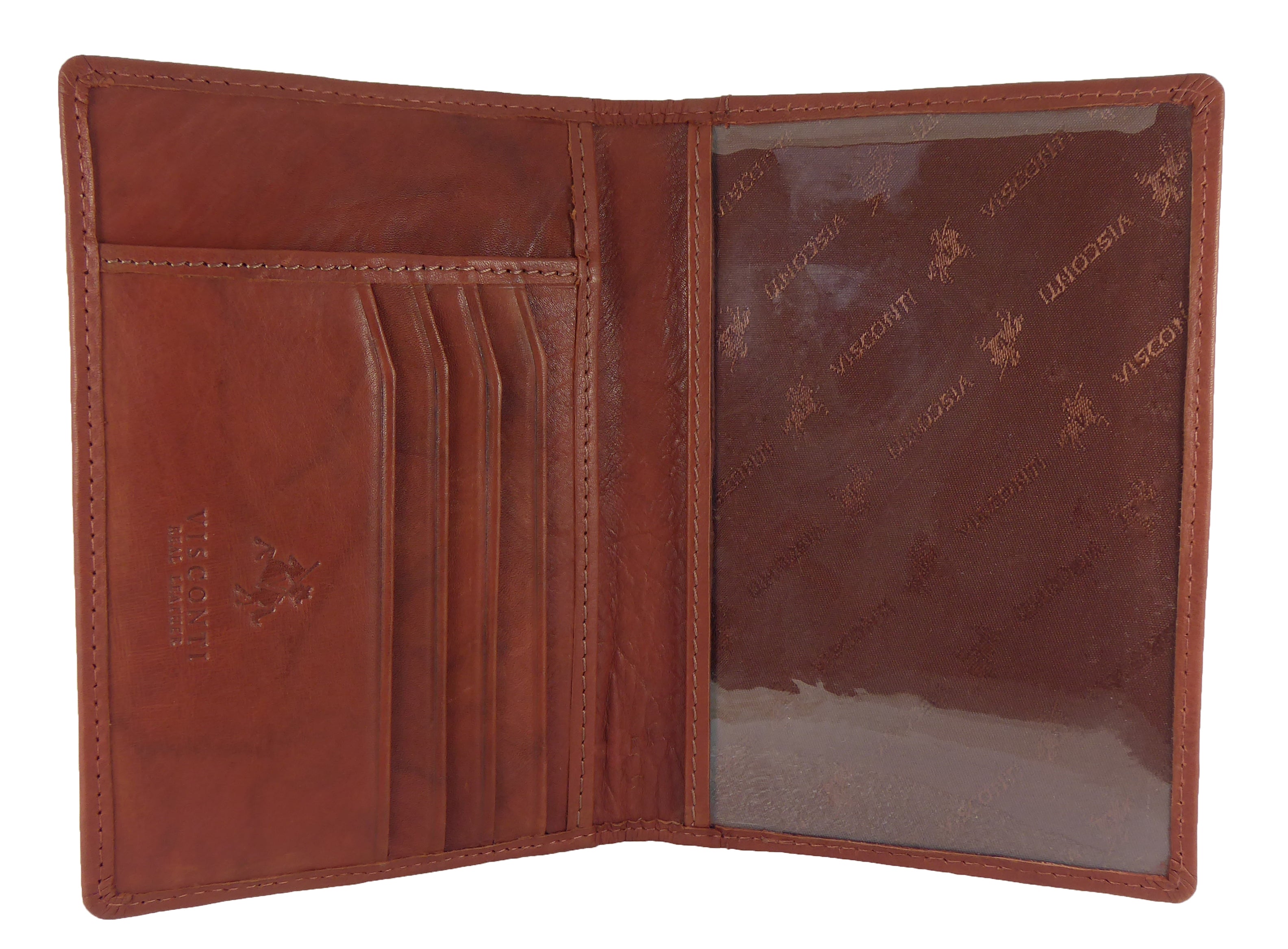 Passport Holder Card Slots - Premium Real Leather - Boxed Visconti — Brown