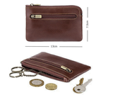 Leather Card, Coin, Keys Zip Purse