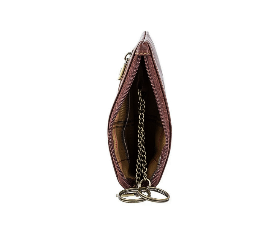 Brown Leather Card, Coin, Keys Zip Purse