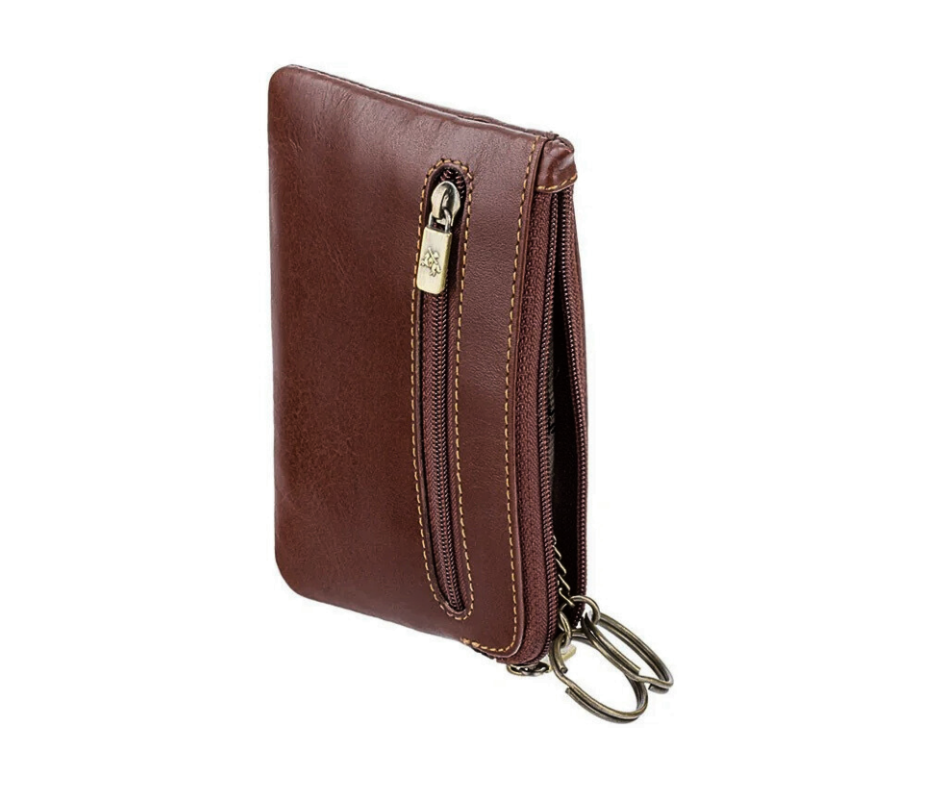 Brown Leather Card, Coin, Keys Zip Purse