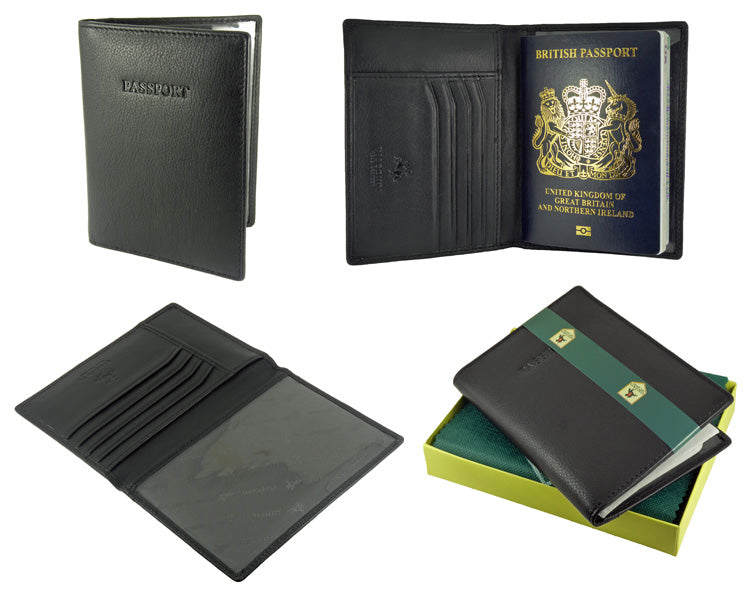 Passport Holder Card Slots - Premium Real Leather - Boxed Visconti — detail view