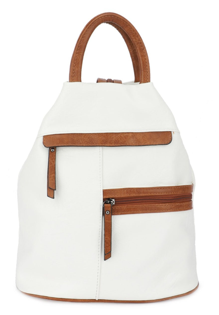 Womens Large Triangular Backpack with Horizonal Zips - Anti-theft Security