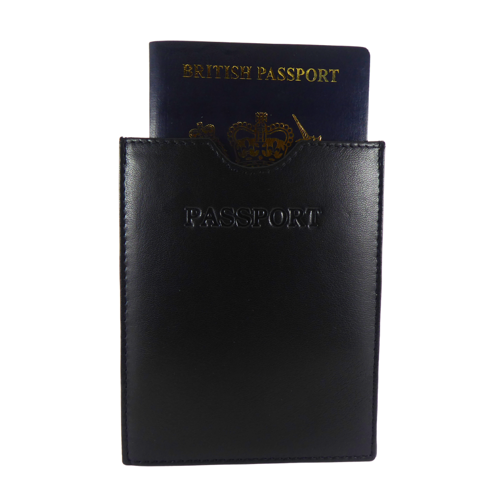 Travel Passport Holder Sleeve Protector Cover Real Leather — detail view