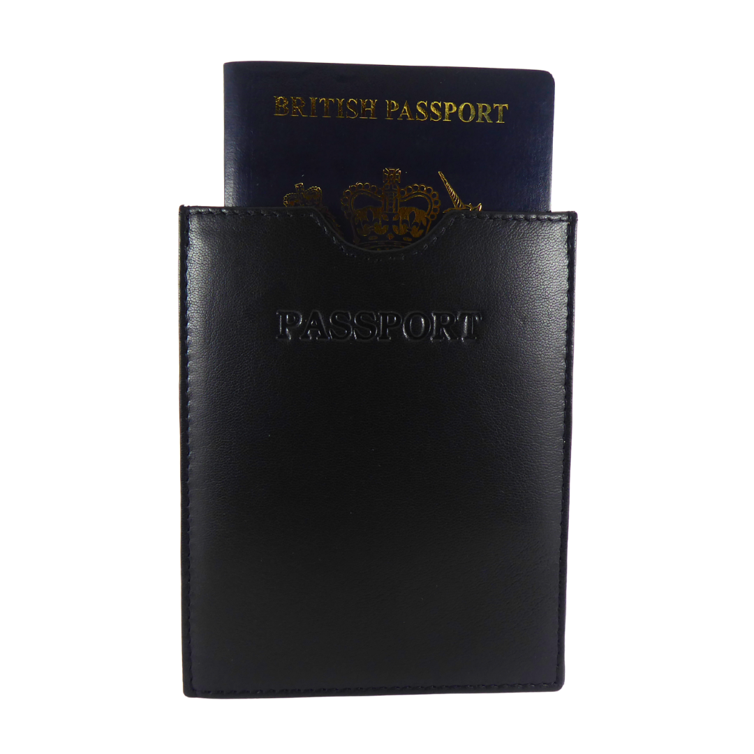 Travel Passport Holder Sleeve Protector Cover Real Leather — detail view