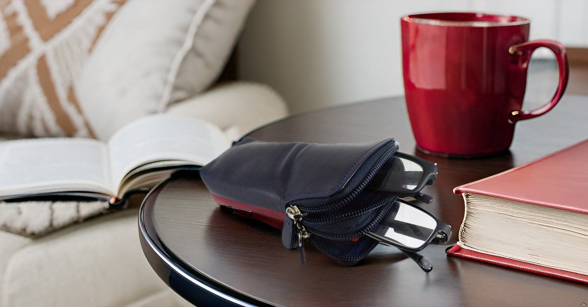 Double Sided Glasses Spectacle Case Multi Coloured Real Leather