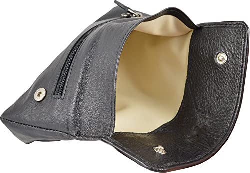 Real Leather Tobacco Pouch Case - Rubberised Lining & Zip Compartment (Imperfect Bargain)