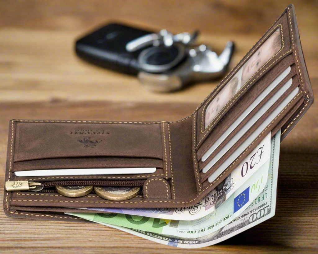 Visconti Real Hunter Leather Slimline Wallet Notes/Cards — detail view