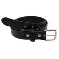 Hide and Sleek black real leather belt 1  inch wide with rectangular chrome buckle, handmade in the UK