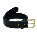 1 1/4" Wide Leather Belt Black Brass Buckle