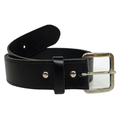 Hide and Sleek black real leather belt 1  inch wide with rectangular chrome buckle, handmade in the UK