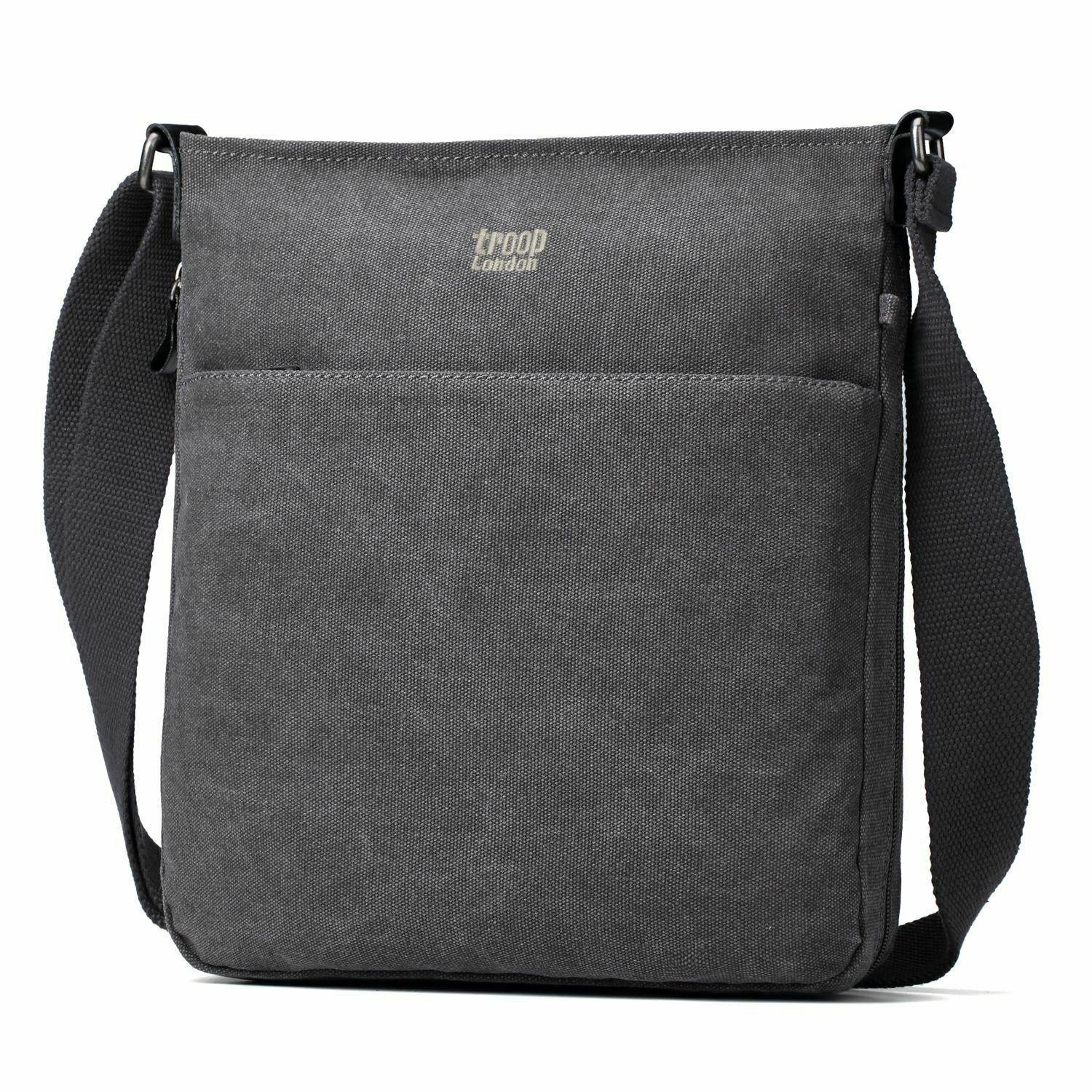 Troop London Strong Canvas Cross Body Bag - Large Size — Charcoal