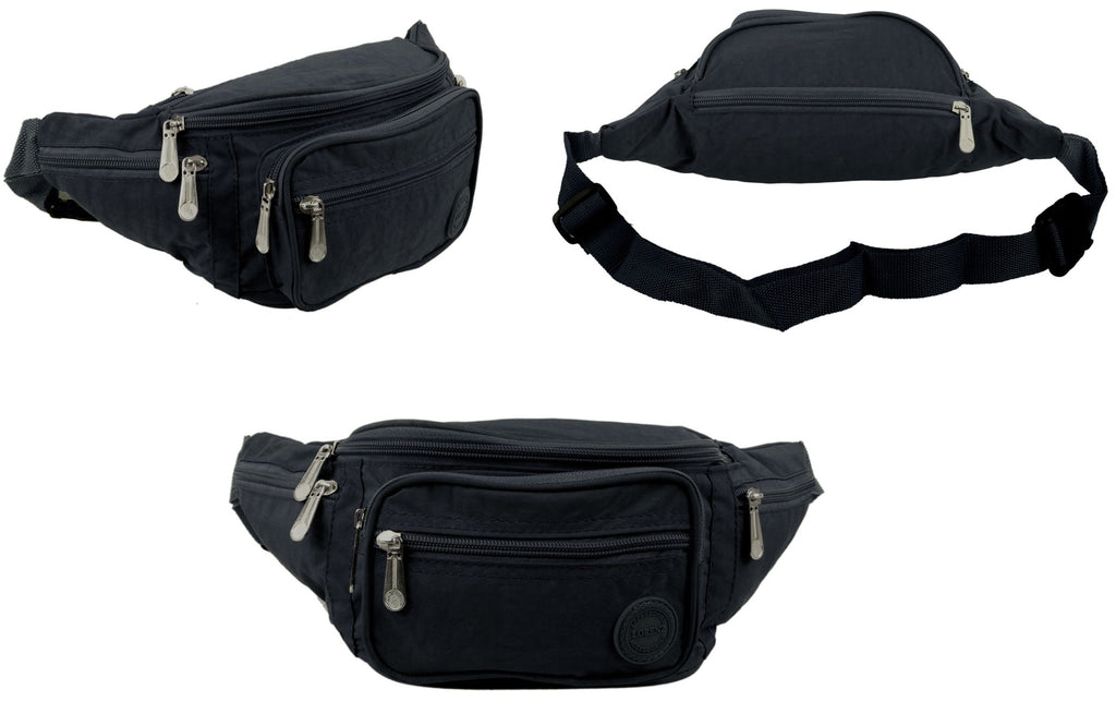 Bumbag Hip Waist Pack Travel Lorenz - Holidays, Everyday, Travel Use, Festivals — Black