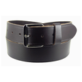 Hide and Sleek plain brown real leather belt 1.5 inch wide with rectangular chrome buckle, handmade in the UK