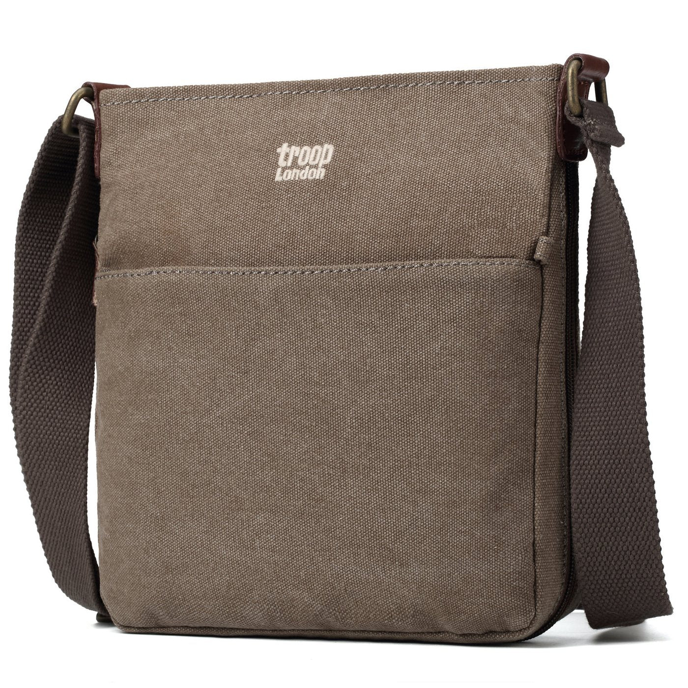 Troop London Strong Canvas Cross Body Bag Medium Size — Brown