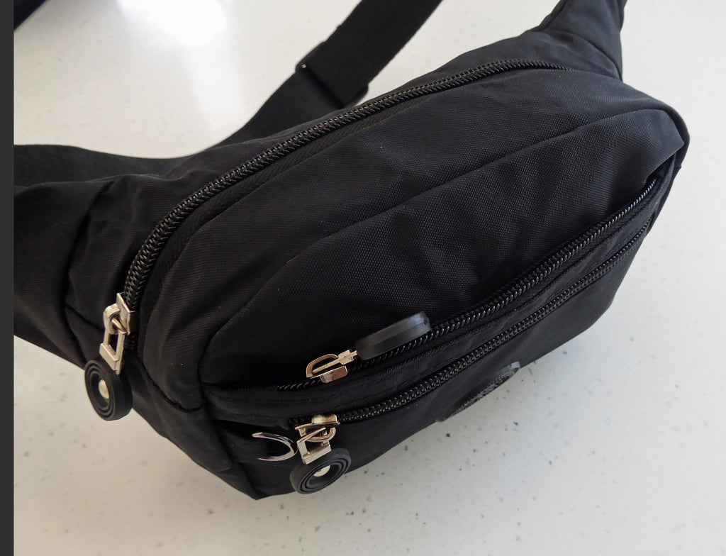 Bumbag Waist Hip Bag 5 Zip Lightweight Travel Nylon - Holidays, Everyday, Travel, Festivals — side view