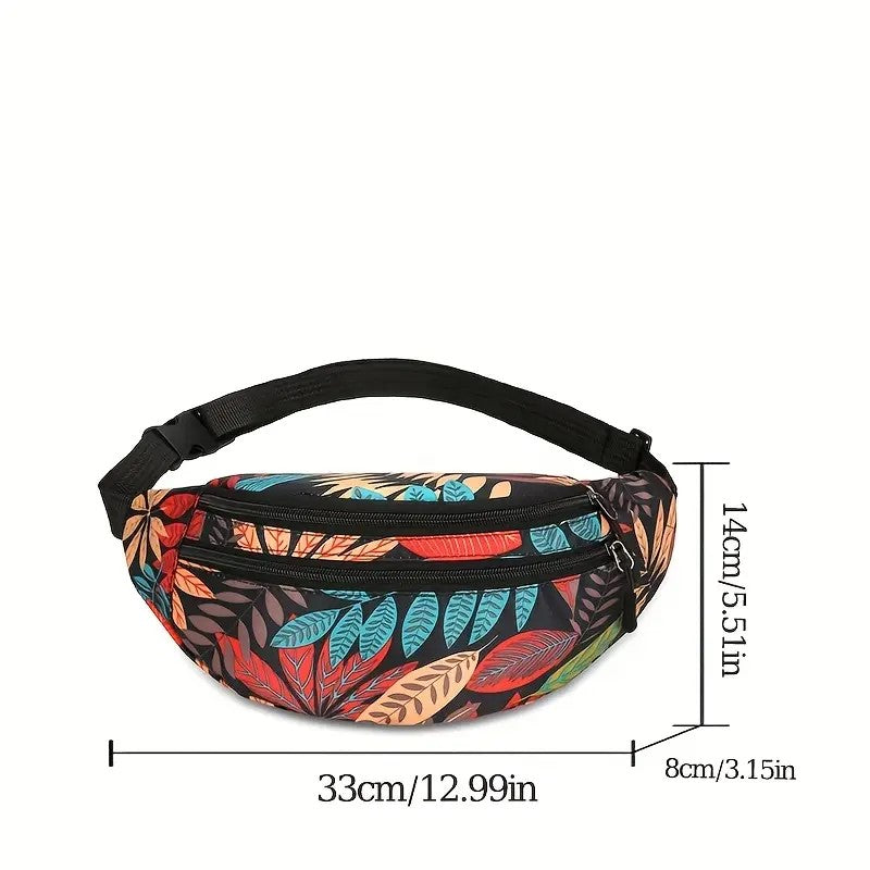 Nylon Floral Bumbag Waist Hip Bag - Holidays, Everyday, Travel, Festivals — lifestyle view