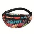 Nylon Floral Bumbag Waist Hip Bag - Holidays, Everyday, Travel, Festivals — Black