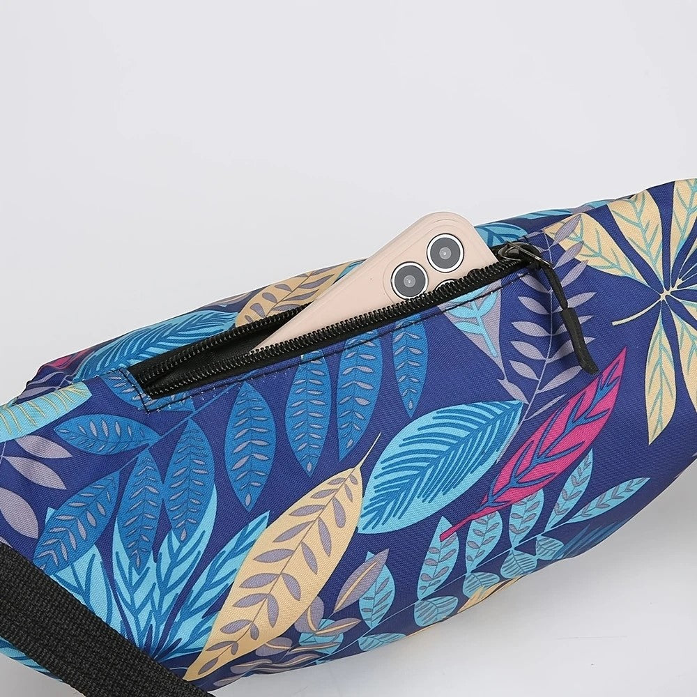 Nylon Floral Bumbag Waist Hip Bag - Holidays, Everyday, Travel, Festivals — interior view