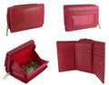 Lorenz real leather RFID coin tray purse in Red - open interior showing 12 card slots