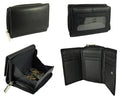 Zip-around Coin Tray Purse, RFID Protected Real Leather — Black