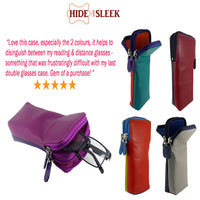 Double Sided Glasses Spectacle Case Multi Coloured Real Leather