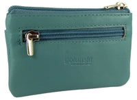 Small Card Holder Coin Zip Purse with Front Flap Leather