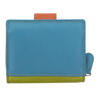 Womens Compact Multi Coloured Purse Wallet Real Leather