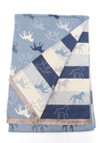 Hide and Sleek horse design ladies scarf shawl in Light Blue Multi - soft reversible wrap