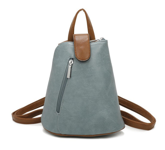 Small Triangular Backpack Shoulder Bag with Tab Top — Light Blue