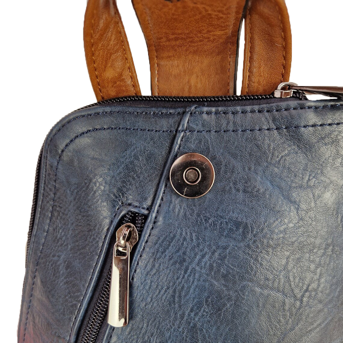 Small Triangular Backpack Shoulder Bag with Tab Top — interior view