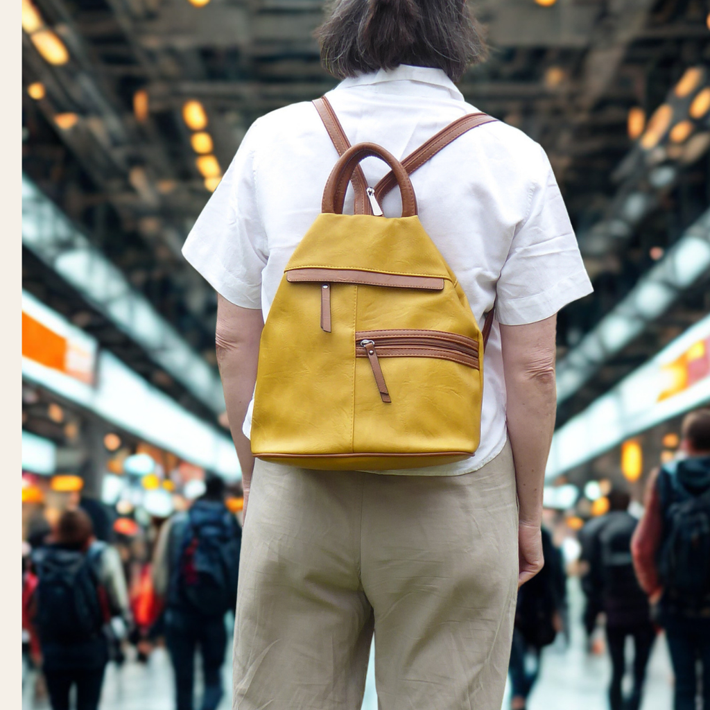 Large Triangular Anti-Theft Backpack & Shoulder Bag - Horizontal Zip Design