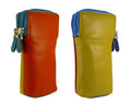 Double Sided Glasses Spectacle Case Multi Coloured Real Leather — Orange/Yellow