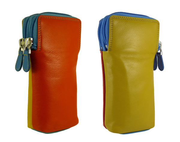Imperfect Double Sided Glasses Spectacle Case Multi Coloured Real Leather