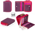 Small Compact Purse Multicoloured - Real Leather - RFID — Plum Multi