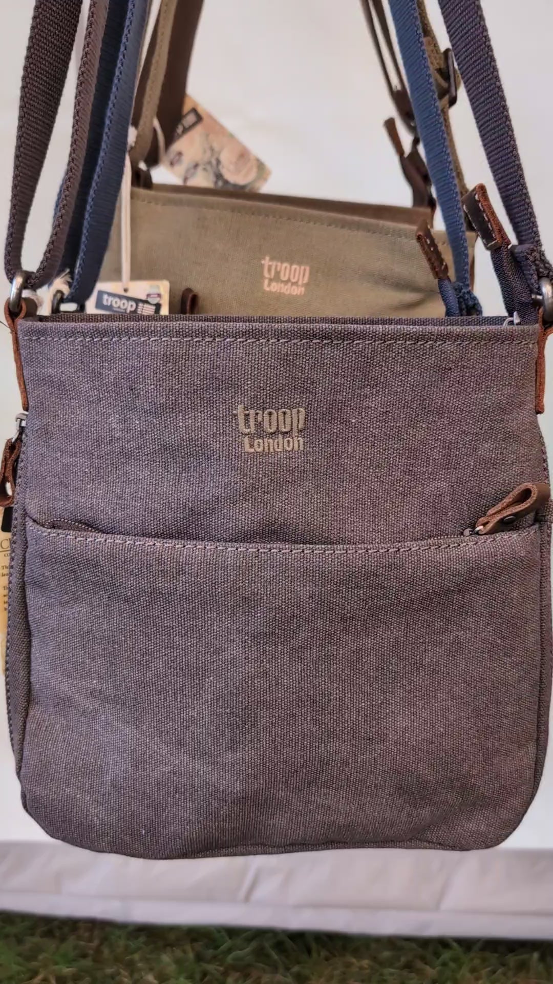 Troop London Medium Canvas Cross-body Bag - Expanding Zip & Brass Hardware