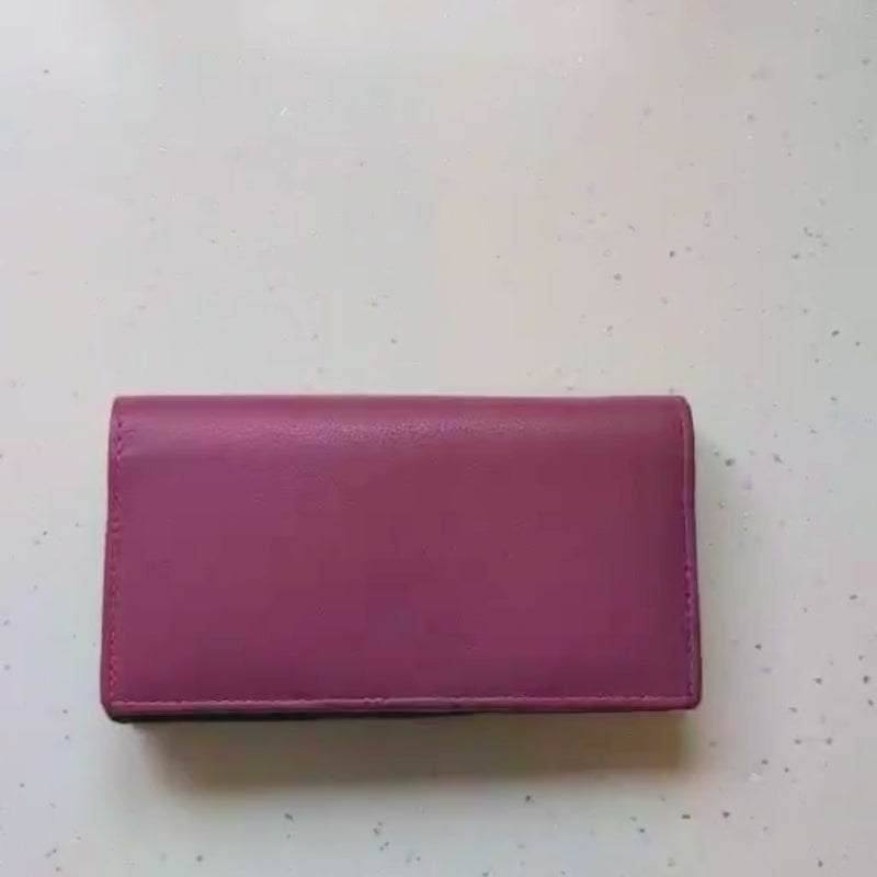 Matinee Flapover Purse - 10 card slots Multicolour Real Leather