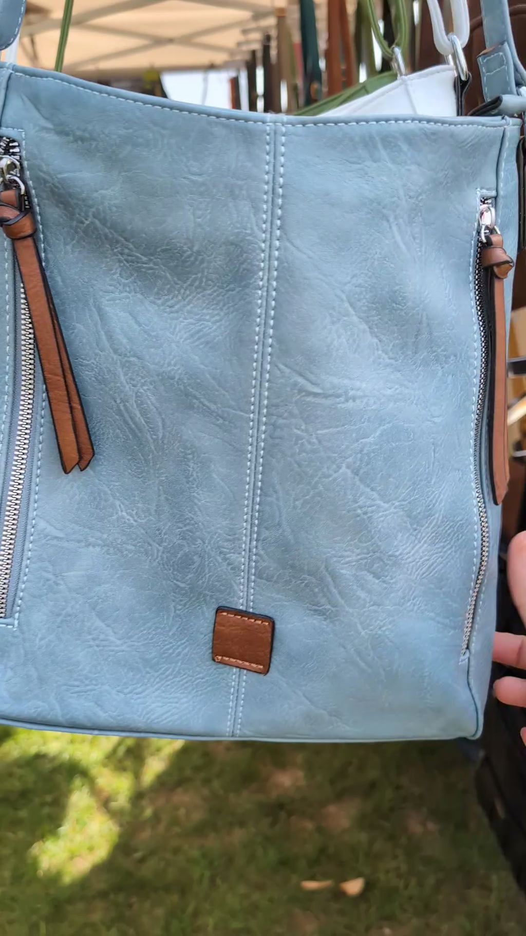 Two Side Zipper Crossbody Shoulder Bag 