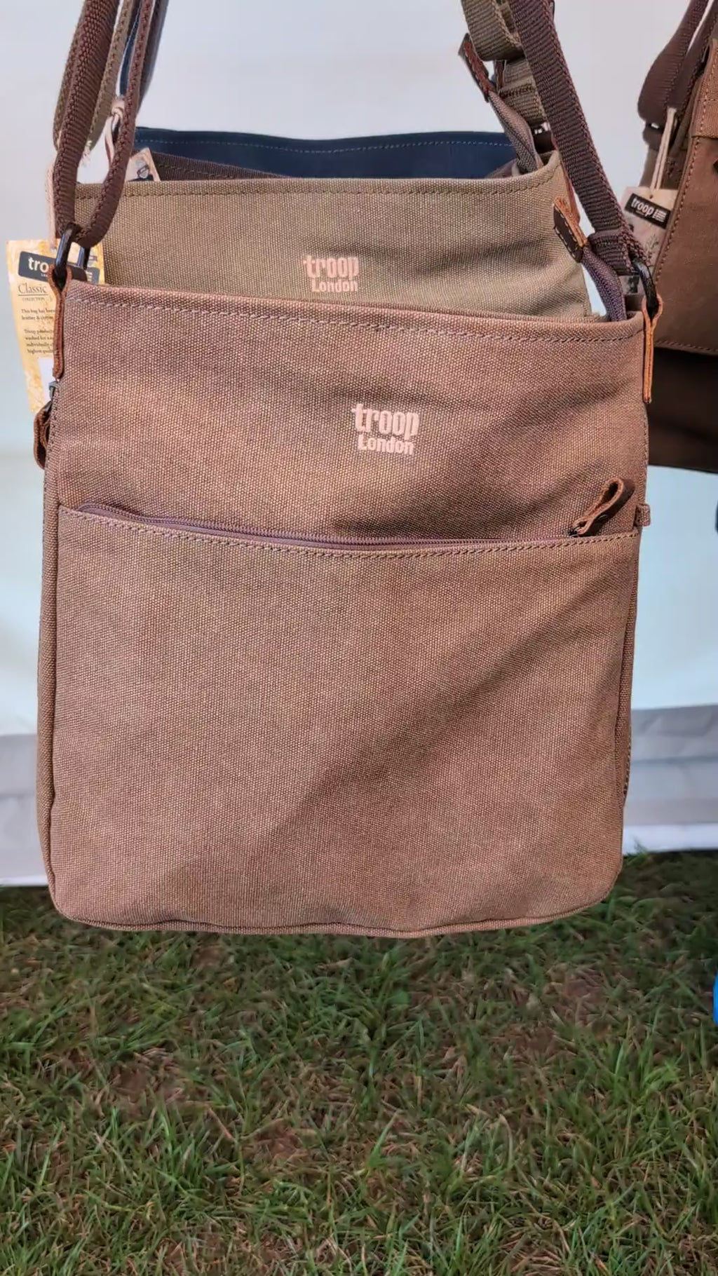 Troop London Large Canvas Cross-body Bag - Expanding Zip & Brass Hardware