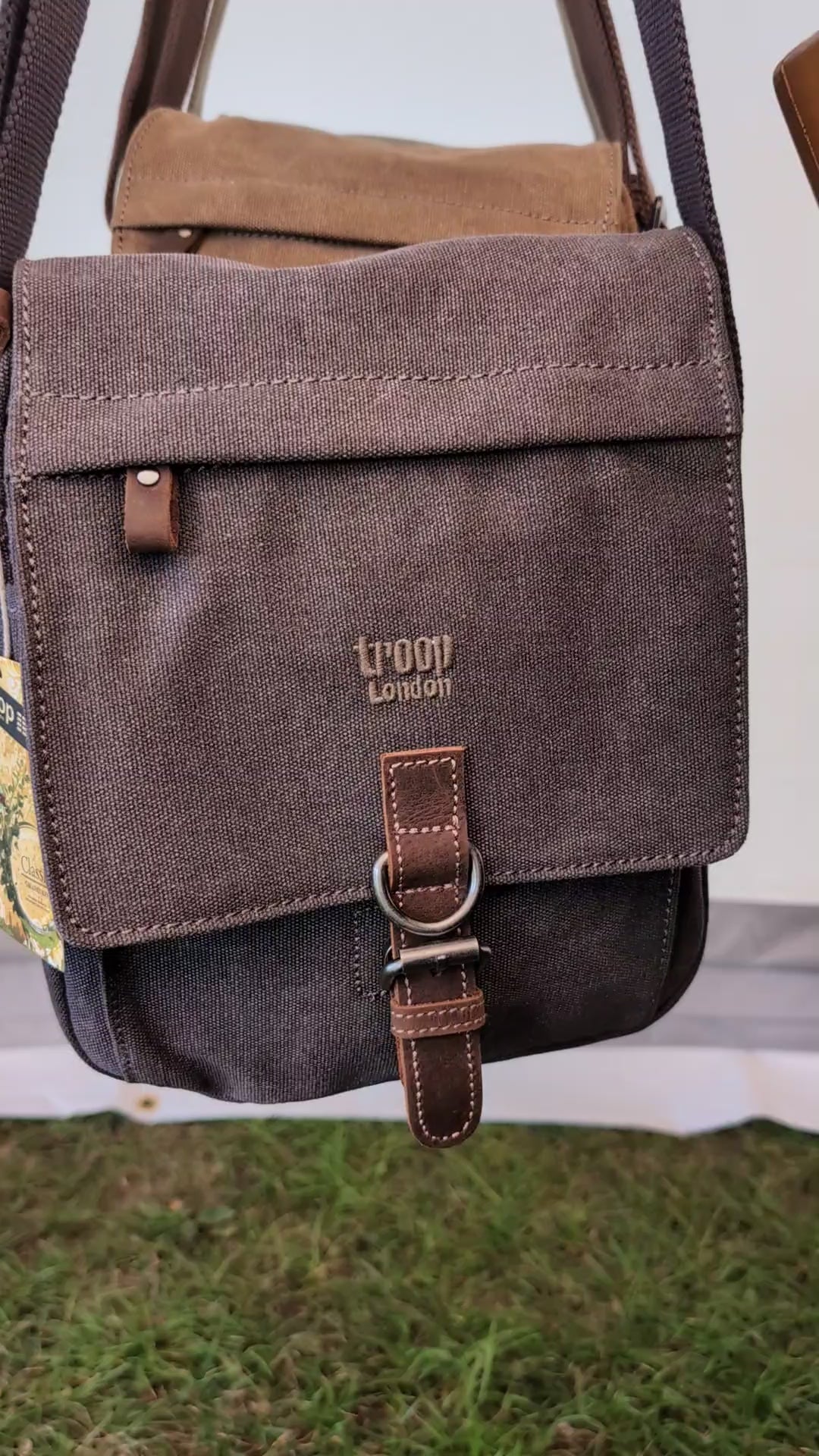 Troop London Strong Canvas Cross body Bag with Front Buckle