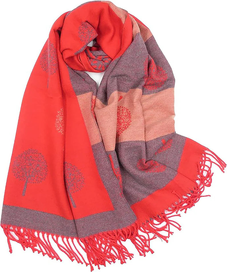 Tree Of Life Mulberry Design Stripe Long Scarf Shawl Soft Touch CASHMERE — view 19