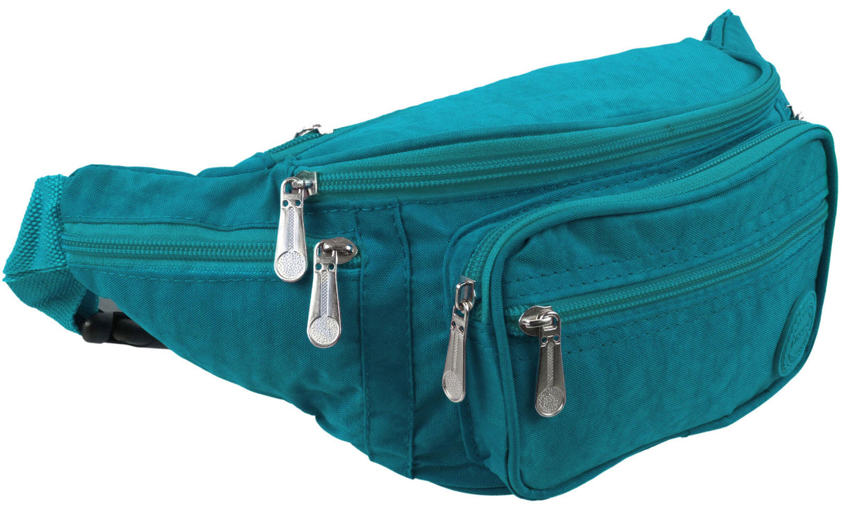 Lorenz Lightweight Bumbag & Waist Pack - 6 Zip Sections, Water Resistant